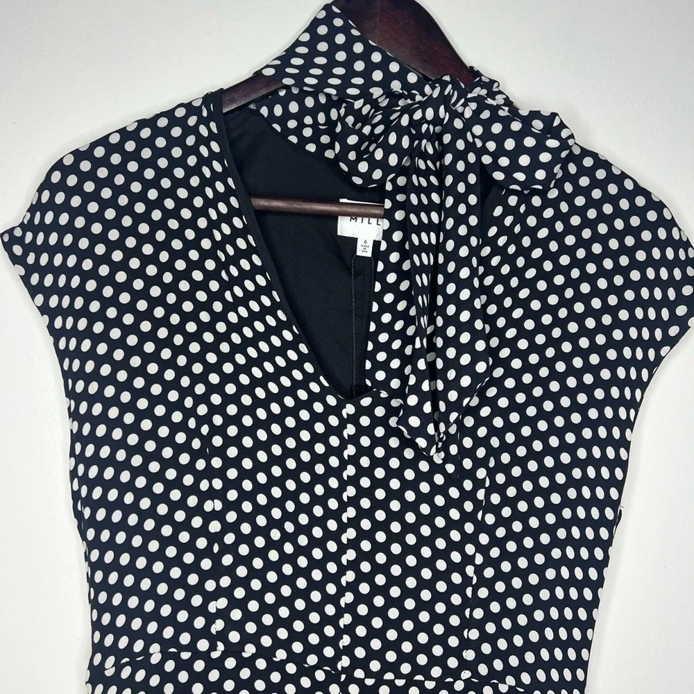 Tie-neck Polka-dot Silk Crepe De Chine Dress
